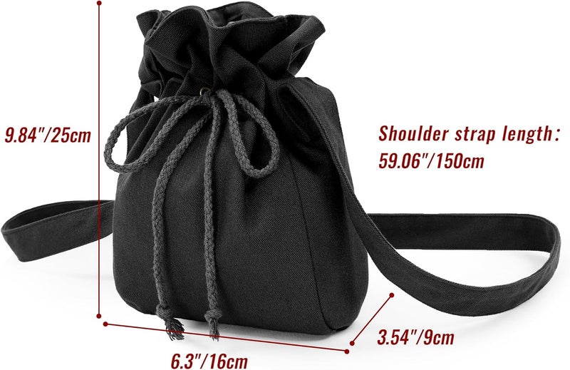 Procos Medieval Bag Canvas Renaissance Drawstring Shoulder Bag Coin Purse Costume Accessories for Festival LARP - Image 5